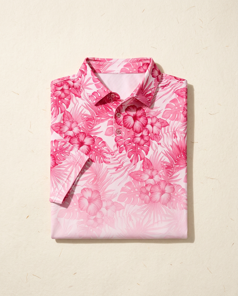 Faded Hibiscus Polo — Pink by PARLY